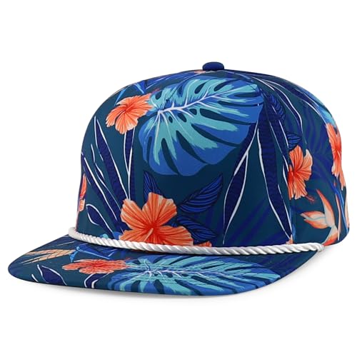 Trendy Apparel Shop Floral Print Unstructured 5 Panel Flatbill Rope Baseball Cap