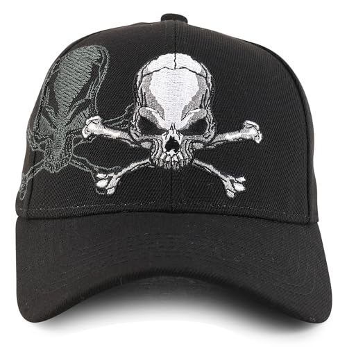 Trendy Apparel Shop Structured 6 Panel Skull Velcro Baseball Cap