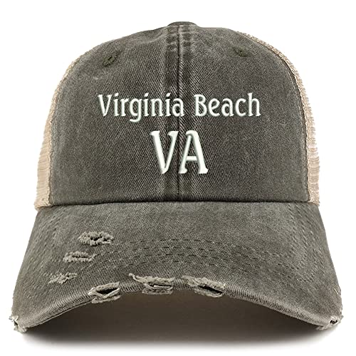 Trendy Apparel Shop Virginia Beach VA Embroidered Frayed Bill Trucker Mesh Back Cap