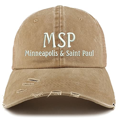 Trendy Apparel Shop MSP Minneapolis and Saint Paul Embroidered Frayed Bill Trucker Mesh Back Cap