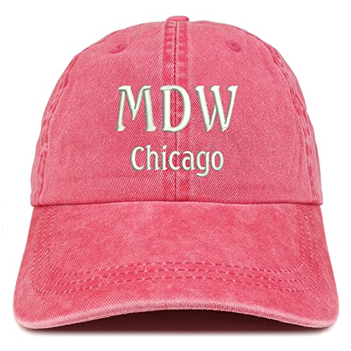 Trendy Apparel Shop MDW Chicago Embroidered Pigment Dyed Washed Baseball Cap