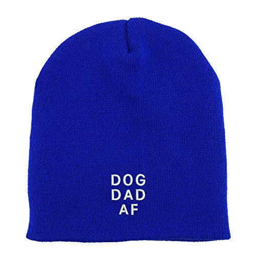 Trendy Apparel Shop Dog Dad Af Font Embroidered Made in USA Short Acrylic Knit Winter Beanie Hat