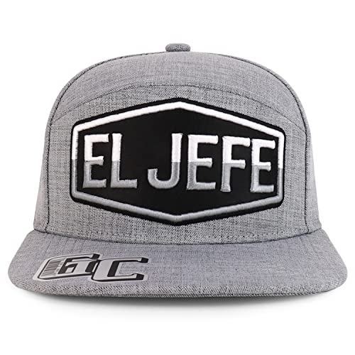Trendy Apparel Shop El Jefe Embroidered 100% Cotton Flatbill Snapback Cap