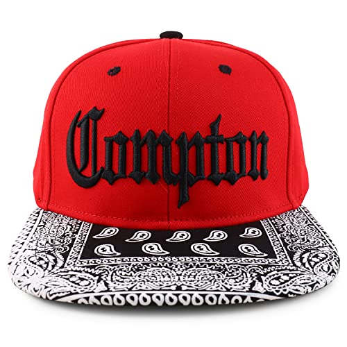 Trendy Apparel Shop Oversize XXL Old English Compton Embroidered Flatbill Snapback Baseball Cap
