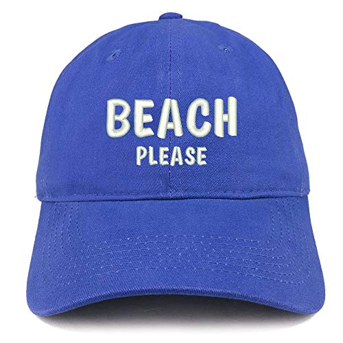 Trendy Apparel Shop Beach Please Embroidered Soft Crown 100% Brushed Cotton Cap