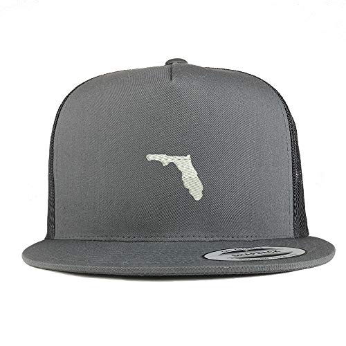 Trendy Apparel Shop Flexfit XXL Florida State Embroidered 5 Panel Flatbill Trucker Mesh Cap