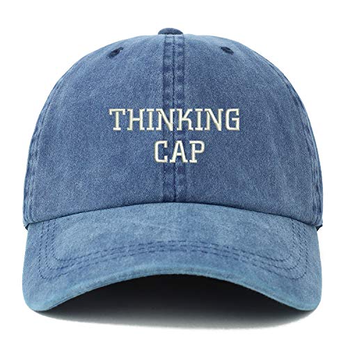Trendy Apparel Shop XXL Thinking Cap Embroidered Unstructured Washed Pigment Dyed Baseball Cap