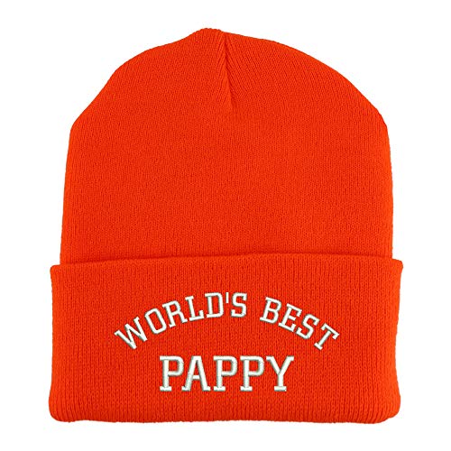 Trendy Apparel Shop World's Best Pappy Embroidered Made in USA Cuff Folded Acylic Knit Winter Beanie Hat
