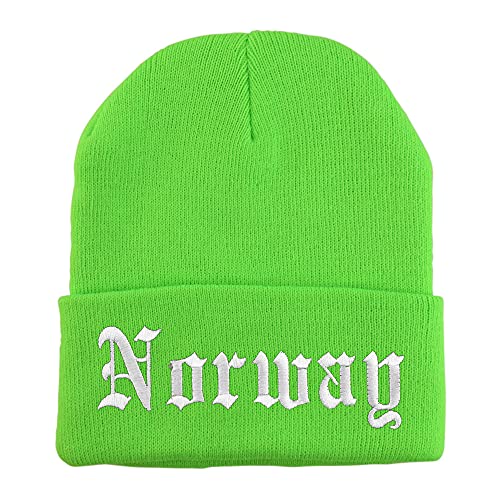 Trendy Apparel Shop Norway Old English Embroidered Long Cuff Beanie
