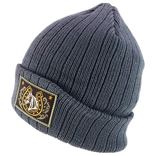 Trendy Apparel Shop Horse Patch Embroidered Outdoor Long Cuff Winter Beanie