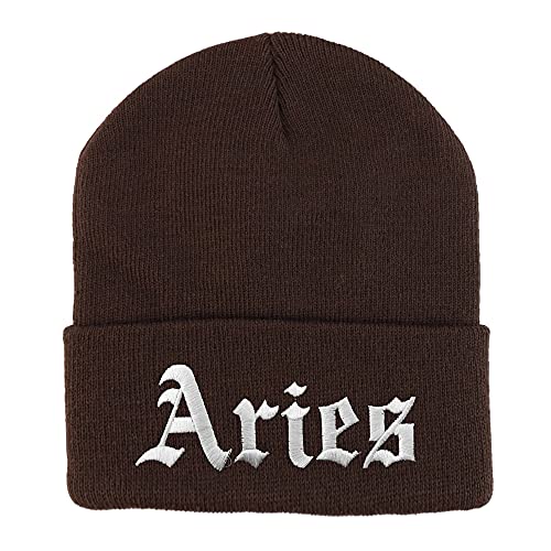 Trendy Apparel Shop Aries Old English Embroidered Long Cuff Beanie
