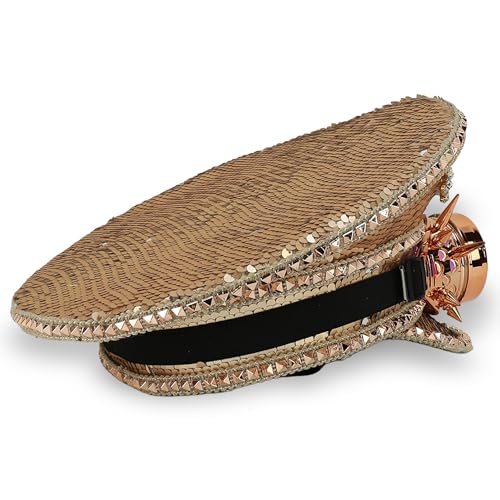 Trendy Apparel Shop Festival Party Sparkly Sequin Rhinestone Captain Hat