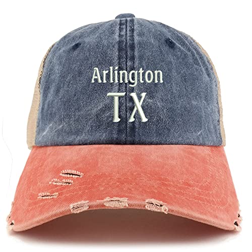 Trendy Apparel Shop Arlington TX Embroidered Frayed Bill Trucker Mesh Back Cap