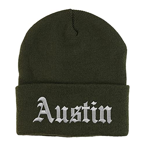 Trendy Apparel Shop Austin Old English Embroidered Long Cuff Beanie