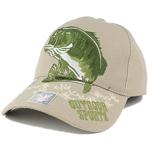 Trendy Apparel Shop Bass Fish Outdoor Sports Embroidered Adjustable Baseball Cap