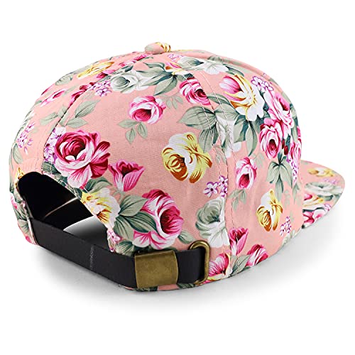 Trendy Apparel Shop Floral Print Structured Mid Profile Flatbill Snapback Cap