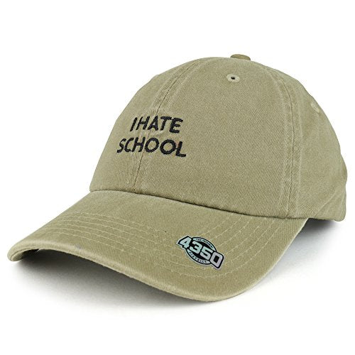 Trendy Apparel Shop I Hate School Embroidered Unstructured Washed Cotton Dad Hat