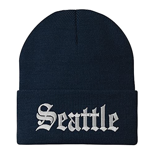 Trendy Apparel Shop Seattle Old English Embroidered Long Cuff Beanie