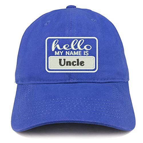Trendy Apparel Shop Hello My Name is Uncle Soft Crown 100% Brushed Cotton Cap