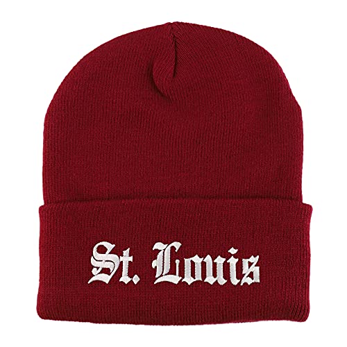 Trendy Apparel Shop St Louis Old English Embroidered Long Cuff Winter Beanie