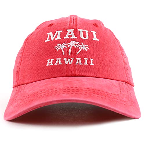 Trendy Apparel Shop Maui Hawaii with Palm Tree Embroidered Unstructured Baseball Cap