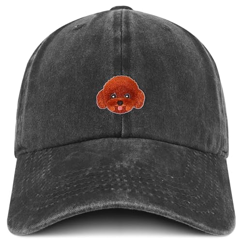 Trendy Apparel Shop Brown Poodle Embroidered Patch Pigment Dyed Soft Cotton Baseball Cap