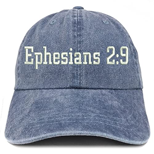 Trendy Apparel Shop Ephesians 2:9 Washed Pigment Dyed Baseball Cap