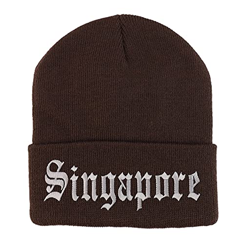Trendy Apparel Shop Singapore Old English Embroidered Long Cuff Beanie