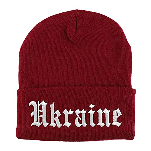 Trendy Apparel Shop Ukraine Old English Embroidered Long Cuff Beanie