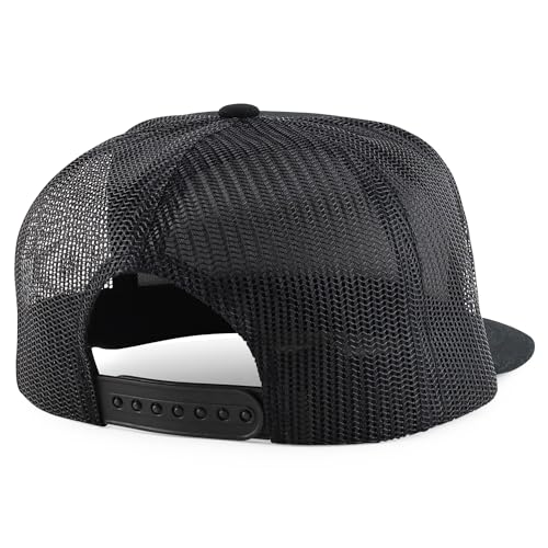 Trendy Apparel Shop Structured Flat Bill Camper Style Turcker Cap