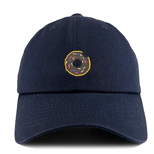 Trendy Apparel Shop Donut Patch Solid Cotton Unstructured Dad Hat - Navy