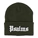 Trendy Apparel Shop Psalms Old English Embroidered Long Cuff Beanie