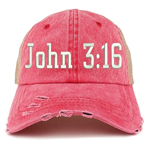 Trendy Apparel Shop John 3:16 Frayed Bill Trucker Mesh Back Cap
