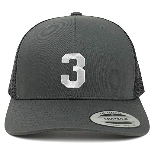 Trendy Apparel Shop Number 3 White Thread Embroidered Retro Trucker Mesh Cap