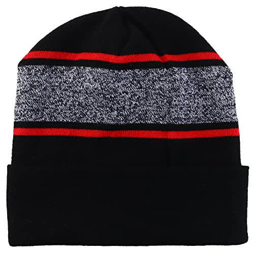 Trendy Apparel Shop Made in USA Striped Contrasting Stripes Long Cuff Beanie