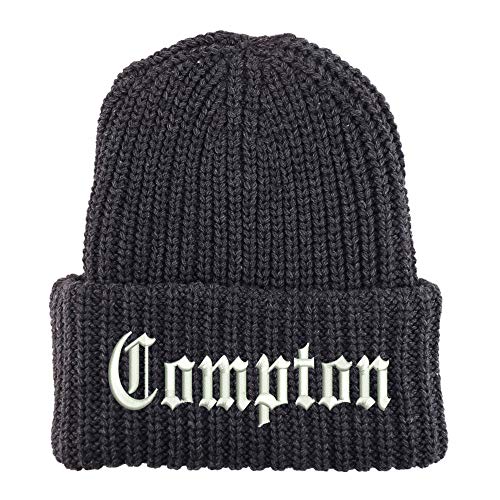 Trendy Apparel Shop Compton City Old English Long Cuffed Thick Ribbed Beanie