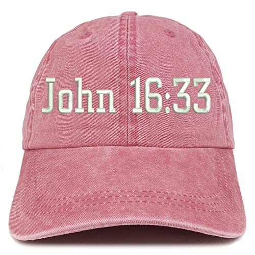Trendy Apparel Shop John 16:33 Washed Pigment Dyed Baseball Cap