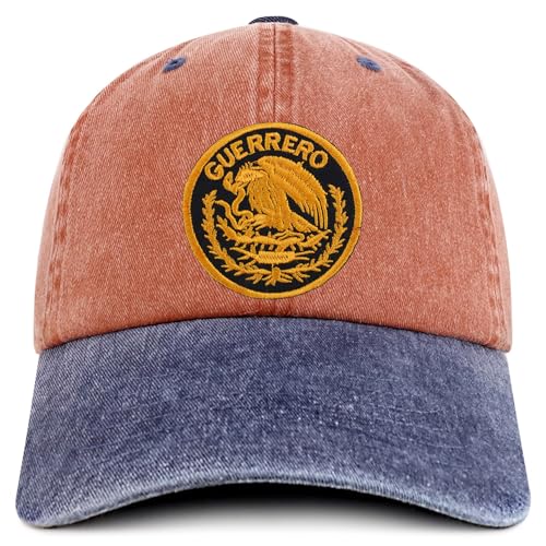 Trendy Apparel Shop Guerrero Mexico Gold Embroidered Patch Pigment Dyed Washed Baseball Cap