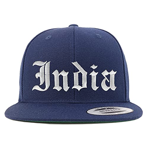 Trendy Apparel Shop India Old English Embroidered Flatbill Snapback Baseball Cap