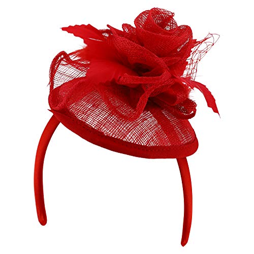 Trendy Apparel Shop Sinamay Feather Rose Net Womens Fascinators Headband