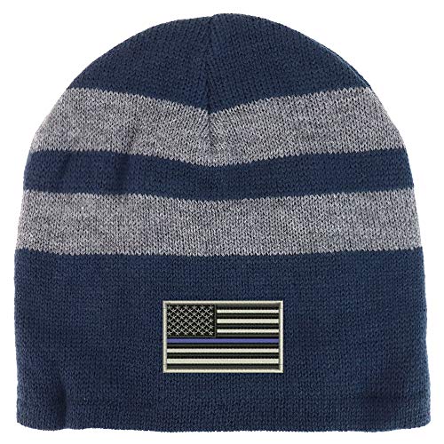 Trendy Apparel Shop USA TBL Flag Fleece Lined Striped Short Beanie