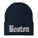 Trendy Apparel Shop Boston Old English Embroidered Long Cuff Beanie