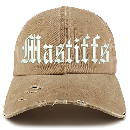 Trendy Apparel Shop Old English Mastiffs Frayed Bill Trucker Mesh Back Cap