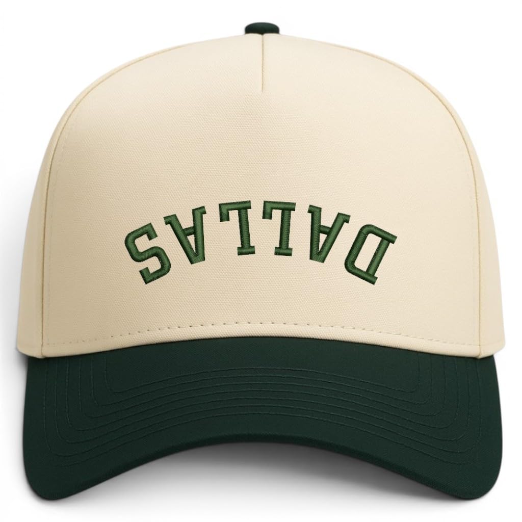 Trendy Apparel Shop Dallas Upside Down Embroidered 5 Panel Two Tone Vintage Ball Cap