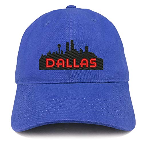 Trendy Apparel Shop Dallas Texas Skyline Embroidered 100% Cotton Adjustable Cap Dad Hat