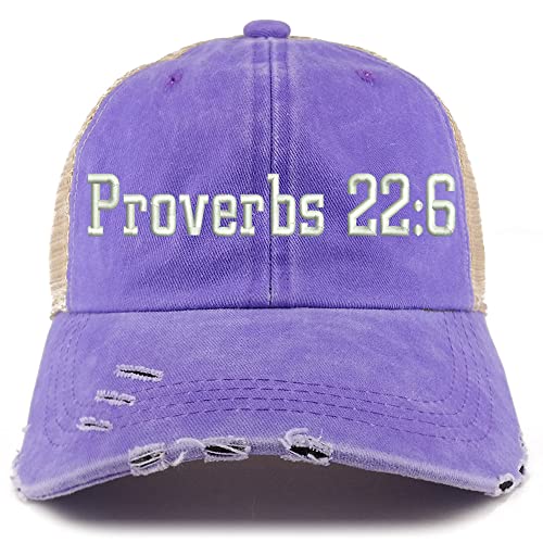 Trendy Apparel Shop Proverbs 22: 6 Frayed Bill Trucker Mesh Back Cap