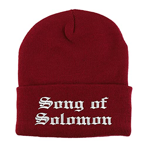 Trendy Apparel Shop Song of Solomon Old English Embroidered Long Cuff Beanie