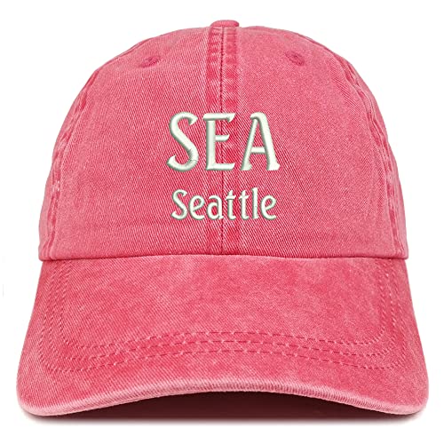 Trendy Apparel Shop SEA Seattle Embroidered Pigment Dyed Washed Baseball Cap
