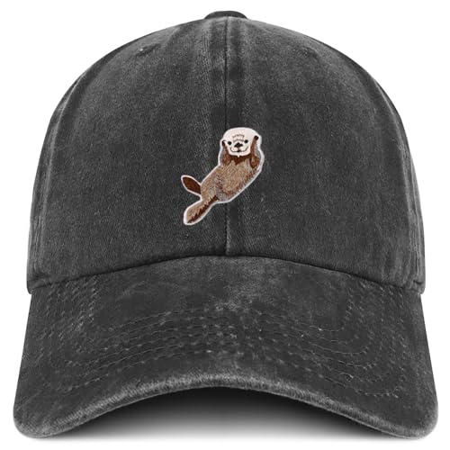 Trendy Apparel Shop Otter Embroidered Patch Pigment Dyed Baseball Cap