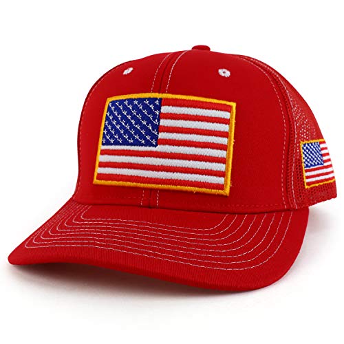 Trendy Apparel Shop 3D USA Flag Embroidered Structured Snapback Mesh Back Cap